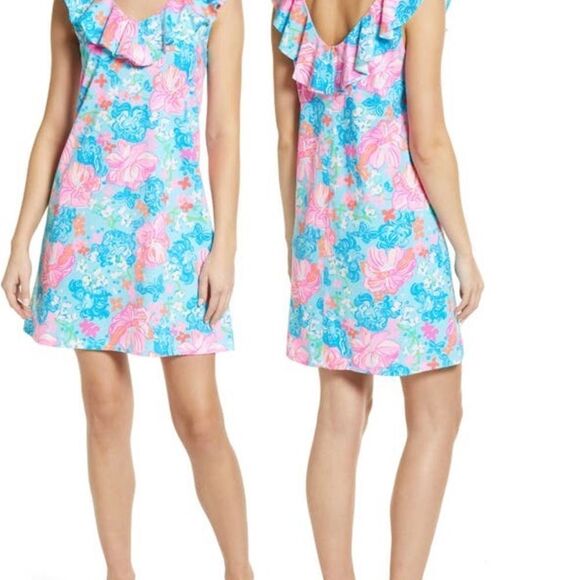 Lilly Pultizer Alessa Floral Ruffle Swing Dress Sz XXS - Picture 1 of 7